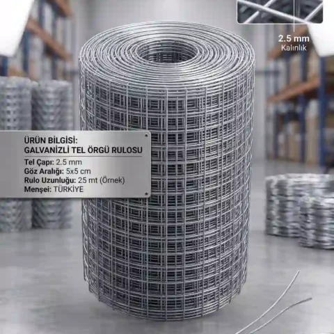 2.5 mm Kalınlık 5*5 Göz Aralıklı Galvanizli Tel Örgü