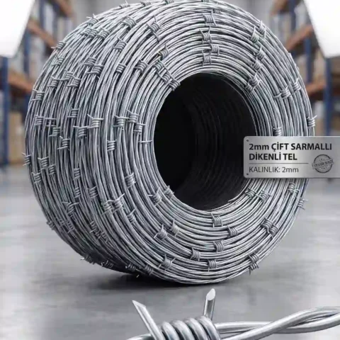 2 mm Kalınlık Çift Sarmallı Dikenli Tel